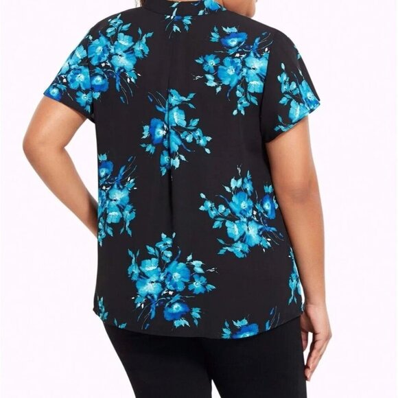 Torrid Size 0 Floral Tie Neck Blouse - Picture 2 of 7